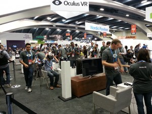 GDC '14 - GDC attendees getting an opportunity to try out Oculus Rift. 